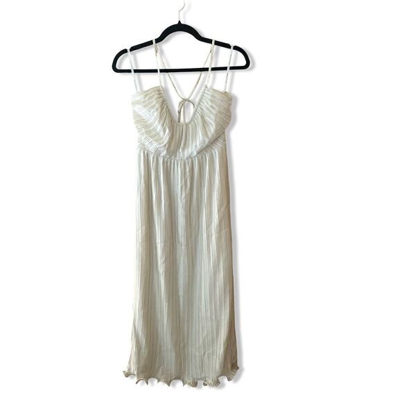 Lovers And Friends Benni Midi Dress in Ivory white
 Pleated halter Revolve XS - Picture 4 of 14